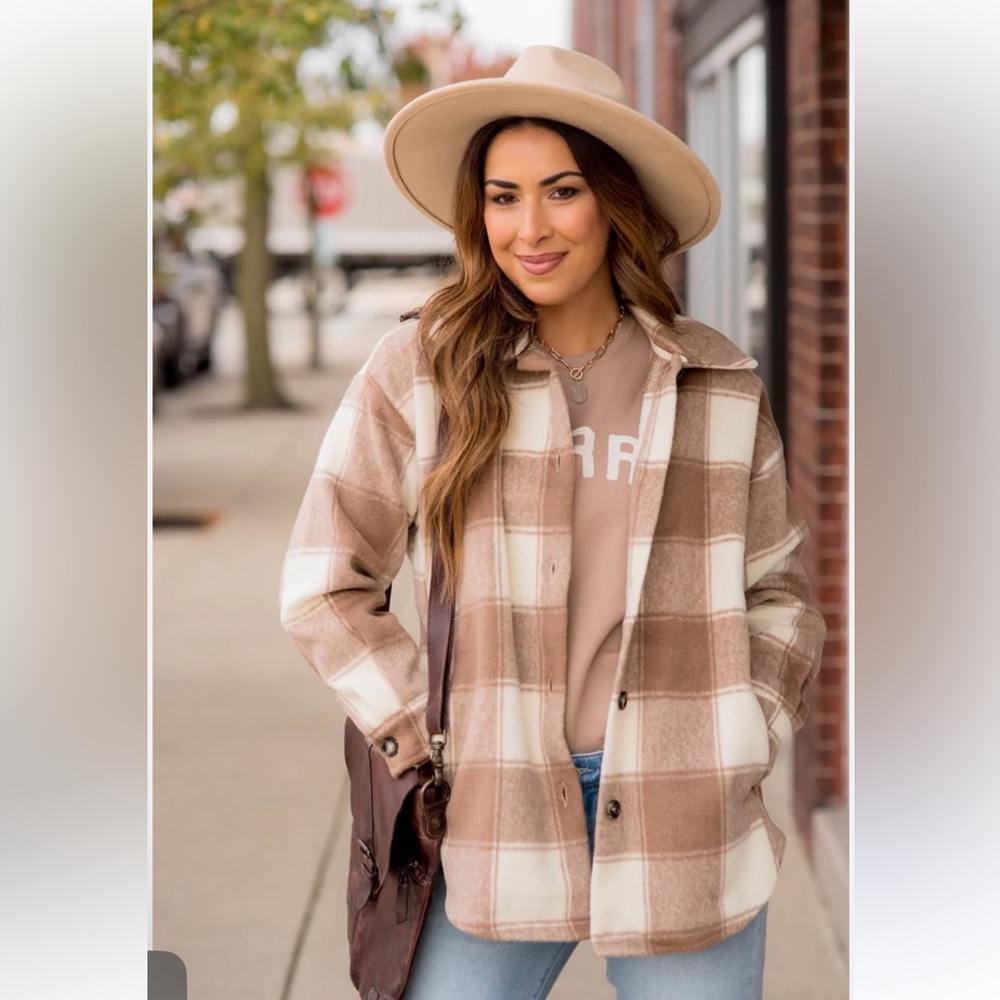 Plaid Tan and Cream Women's Jacket